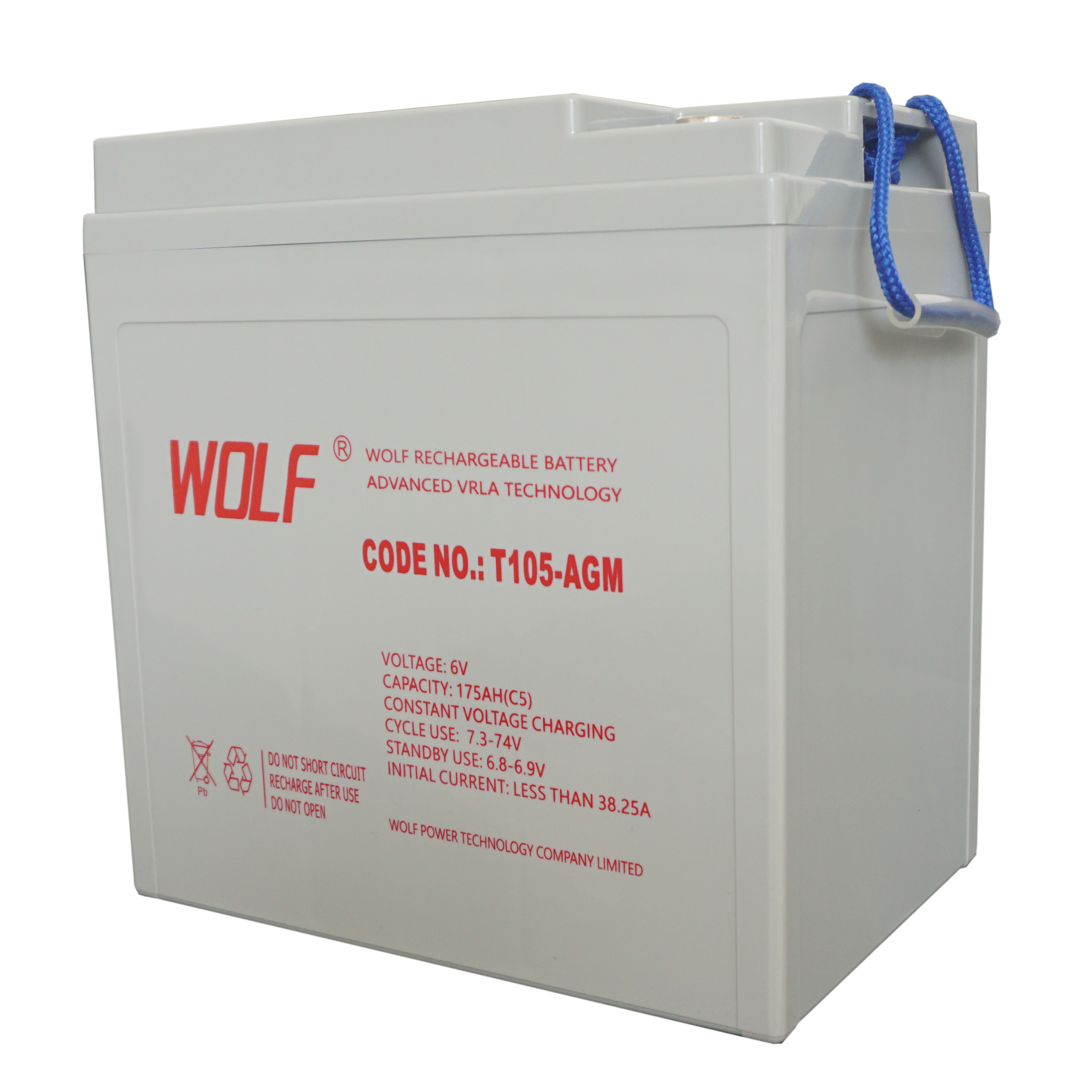 Free Logo Design Deep Cycle Maintenance Free 6v 225Ah T105 Agm Lead Acid Battery for Golf Cart