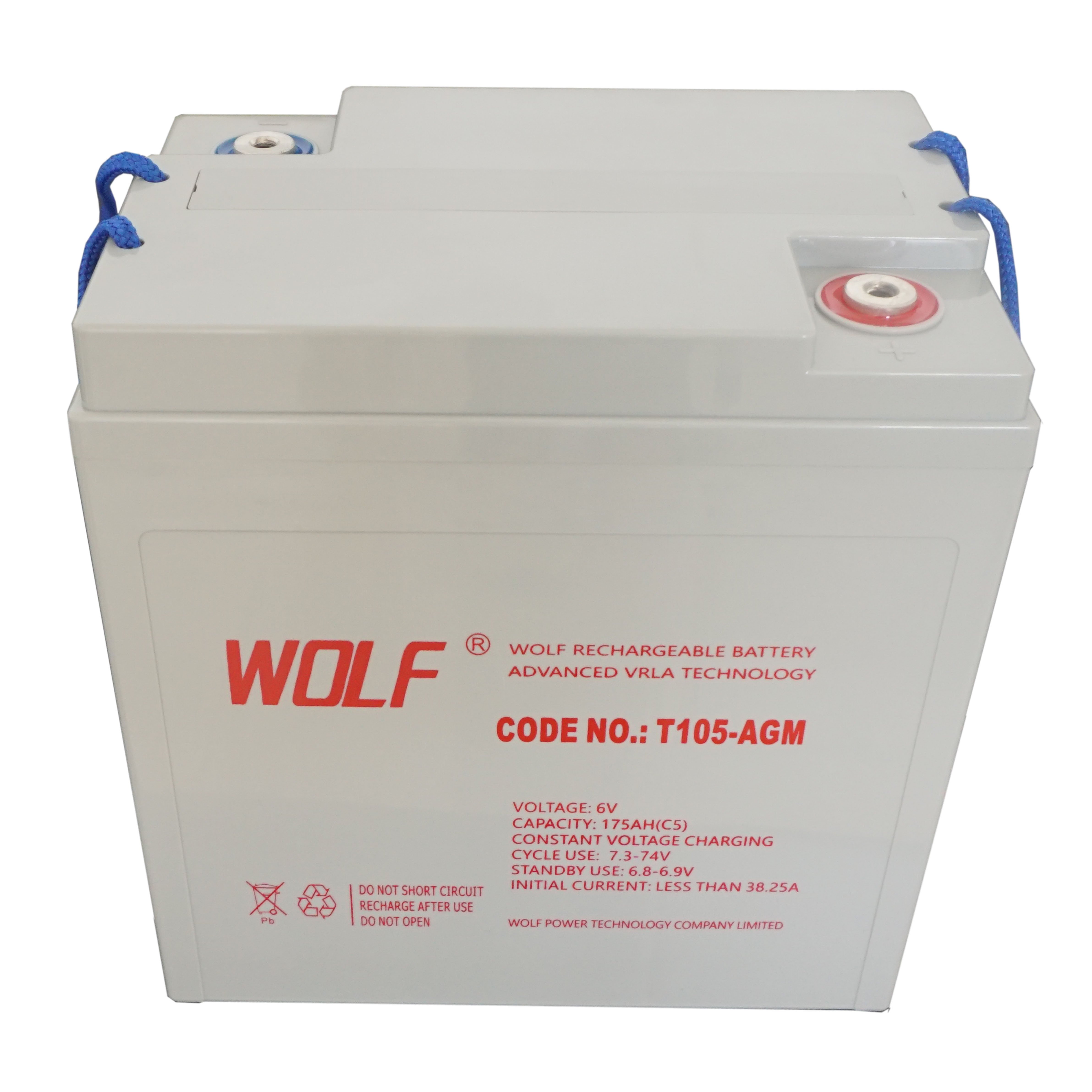 Free Logo Design Deep Cycle Maintenance Free 6v 225Ah T105 Agm Lead Acid Battery for Golf Cart