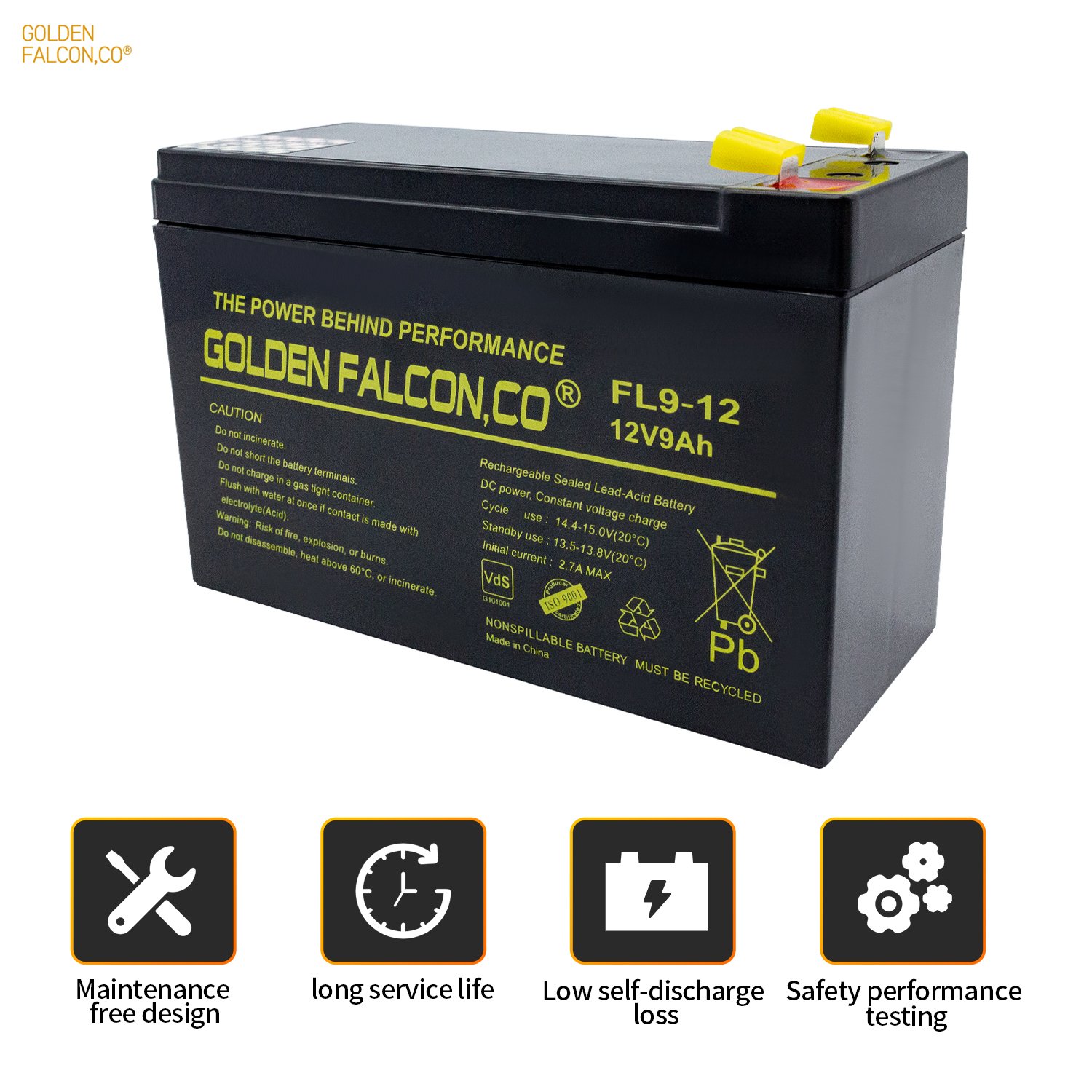 Long Life Rechargeable sealed lead acid battery 12V 9Ah Deep cycle battery for Home Appliances Ups