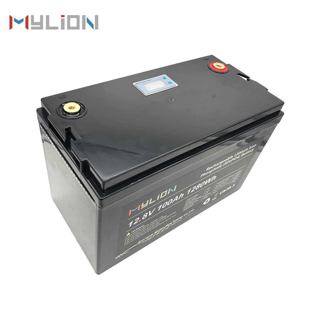 promotion,solar battery, mylion LCD display lifepo4 solar battery 1280wh lithium ion battery 12v 100ah life po4 storage battery