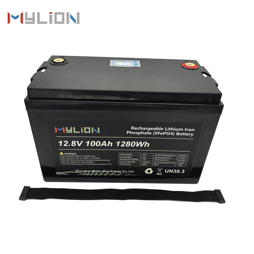 promotion,solar battery, mylion LCD display lifepo4 solar battery 1280wh lithium ion battery 12v 100ah life po4 storage battery