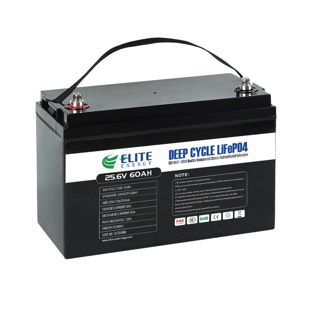 Elite LiFePO4 Deep Cycle 24V 60Ah Lithium Ion Batteries 24 Volt Energy Storage Battery Pack With BMS For Solar System RV Marine