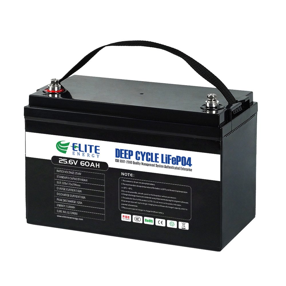 Elite LiFePO4 Deep Cycle 24V 60Ah Lithium Ion Batteries 24 Volt Energy Storage Battery Pack With BMS For Solar System RV Marine