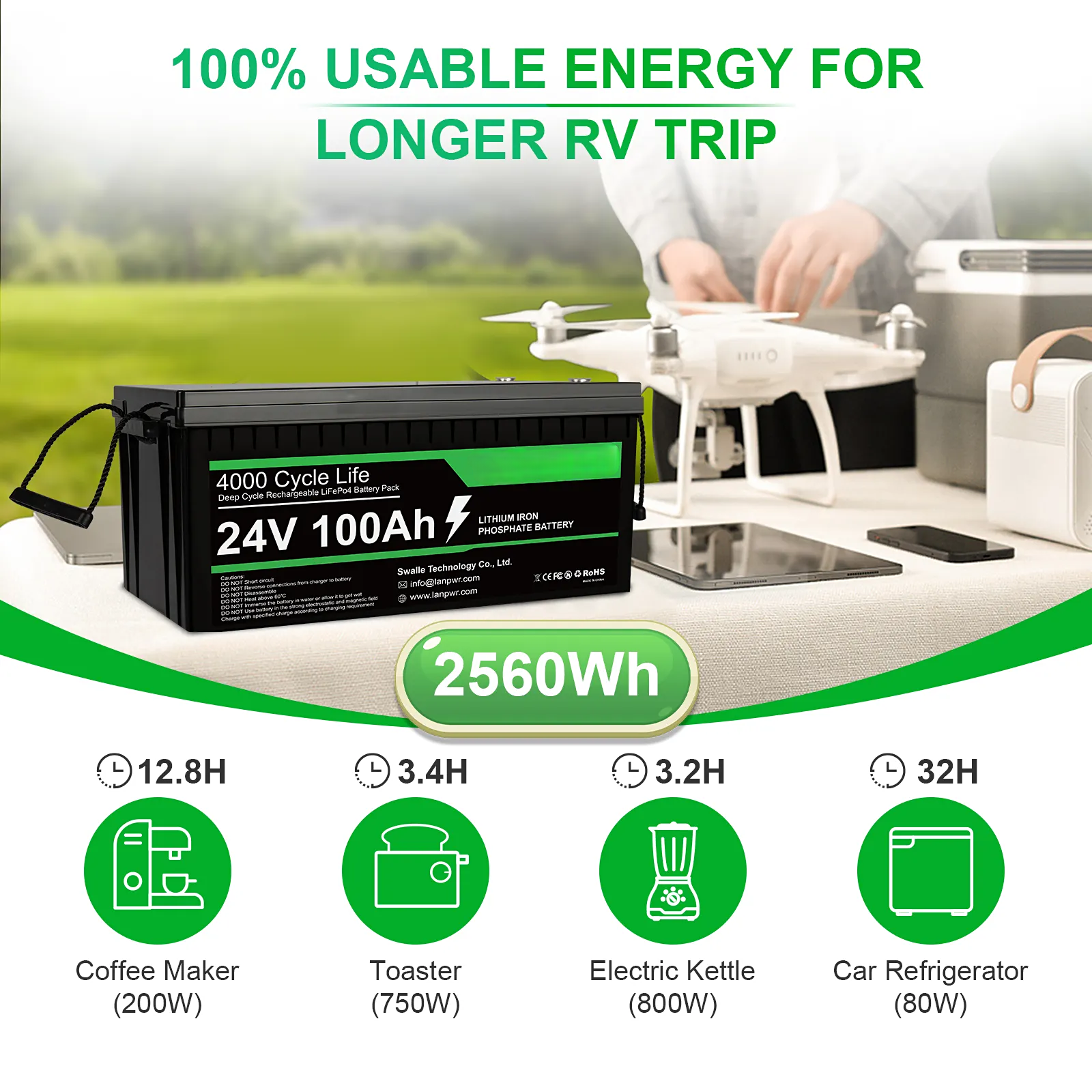 24v 25.6v lifepo4 battery pack 100ah 12v 50ah 200ah lithium ion battery rechargeable lithium LifePO4 battery for RV Outdoors