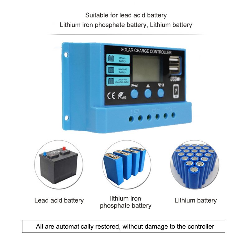 China Suppliers Small PWM Auto Parameter 10A 20Amp 30A 12V 24V Lithium Charge Solar Panel Controller