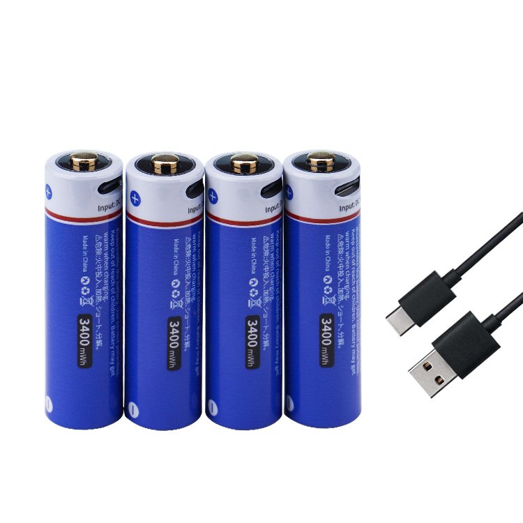 Doublepow USB Type C 1.5V Lithium Ion Battery 3400mwh 2400mwh 1000mwh AA Rechargeable 1.5V Li-Ion Battery