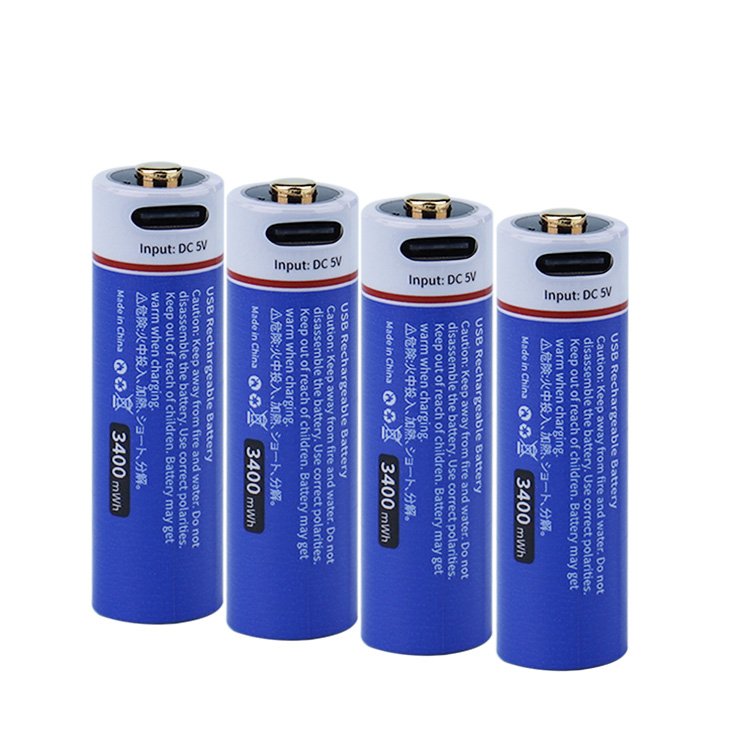 Doublepow USB Type C 1.5V Lithium Ion Battery 3400mwh 2400mwh 1000mwh AA Rechargeable 1.5V Li-Ion Battery
