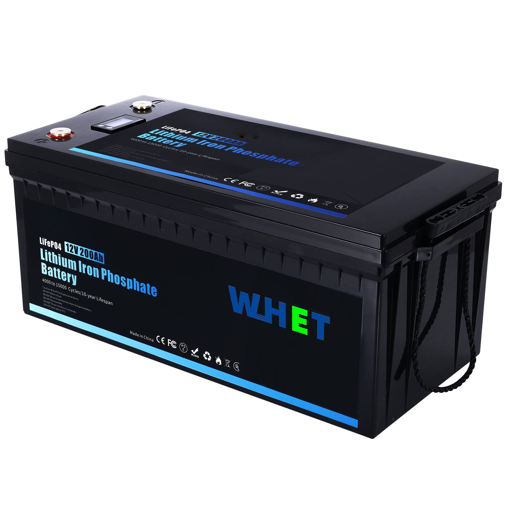 WHET Home Energy Storage 12v 24v Lithium ion Bms Lifepo4 100ah 200ah 300ah Marine Solar Golf Carts Battery