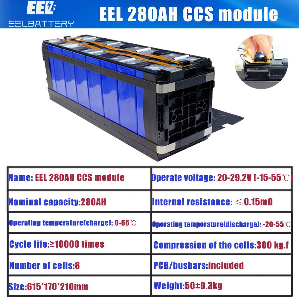 EEL 13KW 48V Lithium Ion batteries 24V 280Ah CCS module 8pcs solar power energy storage battery pack lifepo4 ev lithium battery