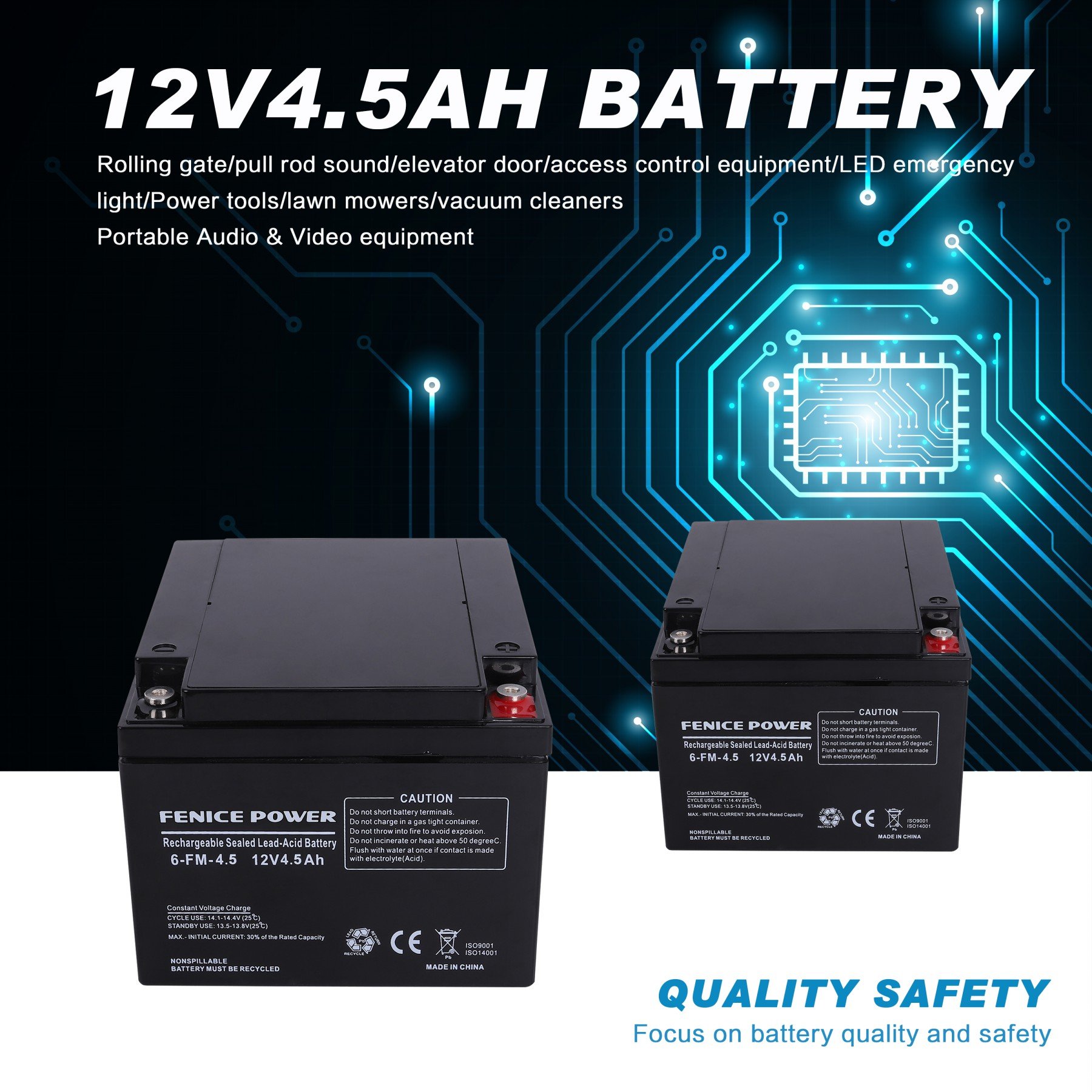 ups uninterruptible power supply 12 Volt 12V 4.5AH Battery Lead Acid Battery High Standard Customized Deep Cycle Sealed