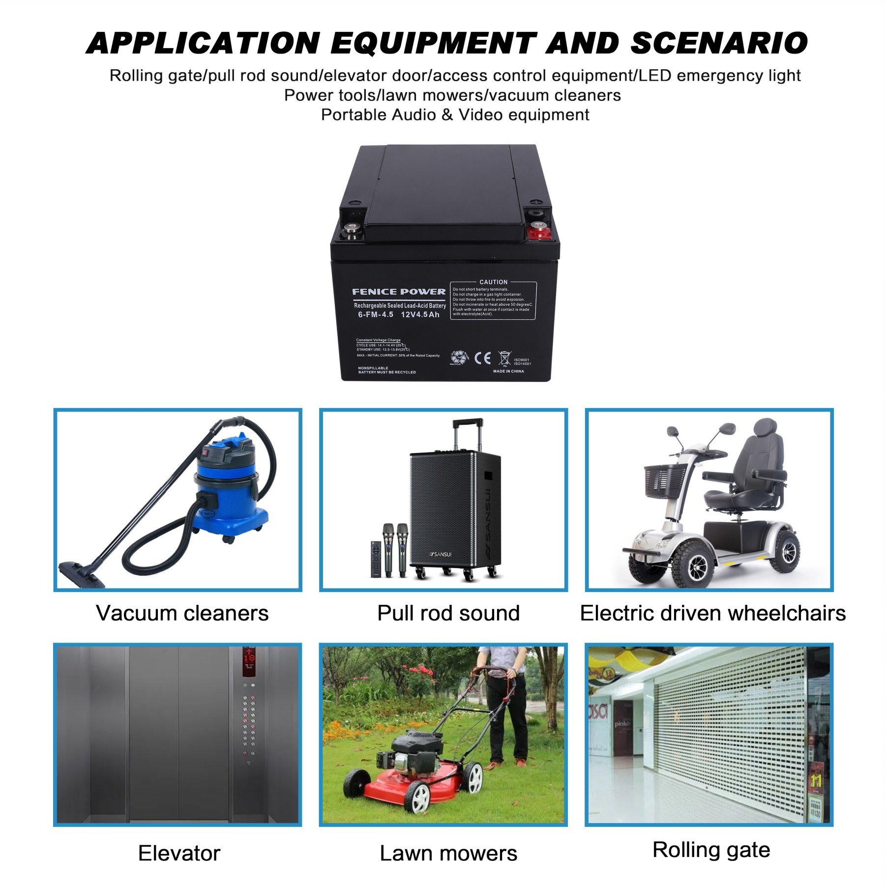 ups uninterruptible power supply 12 Volt 12V 4.5AH Battery Lead Acid Battery High Standard Customized Deep Cycle Sealed