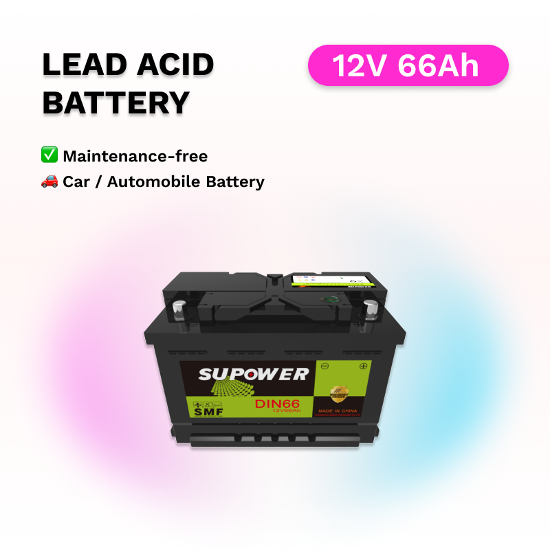 12V 66Ah lead acid battery OEM car maintenance-free battery SUPOWER DIN66