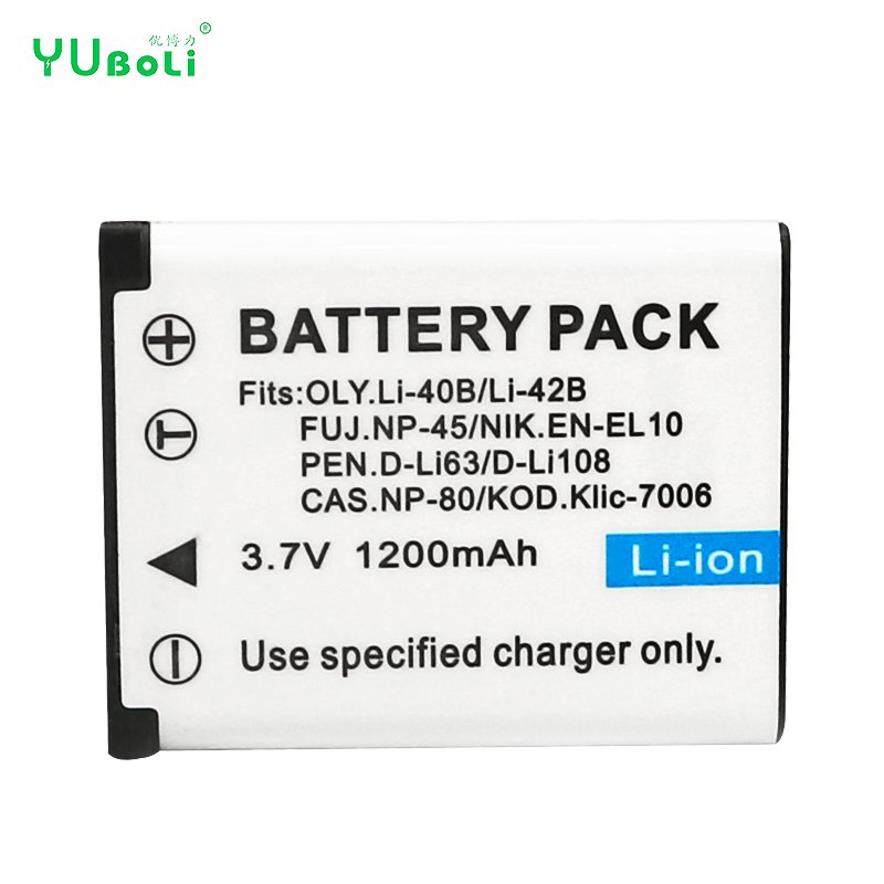 1200mAh Cross Compatible Camera Battery For LI-40B/LI-42B/NP-45/EN-EL10/D-Li63/D-Li108/NP-80/Klic-7006 Lithium-ion Battery