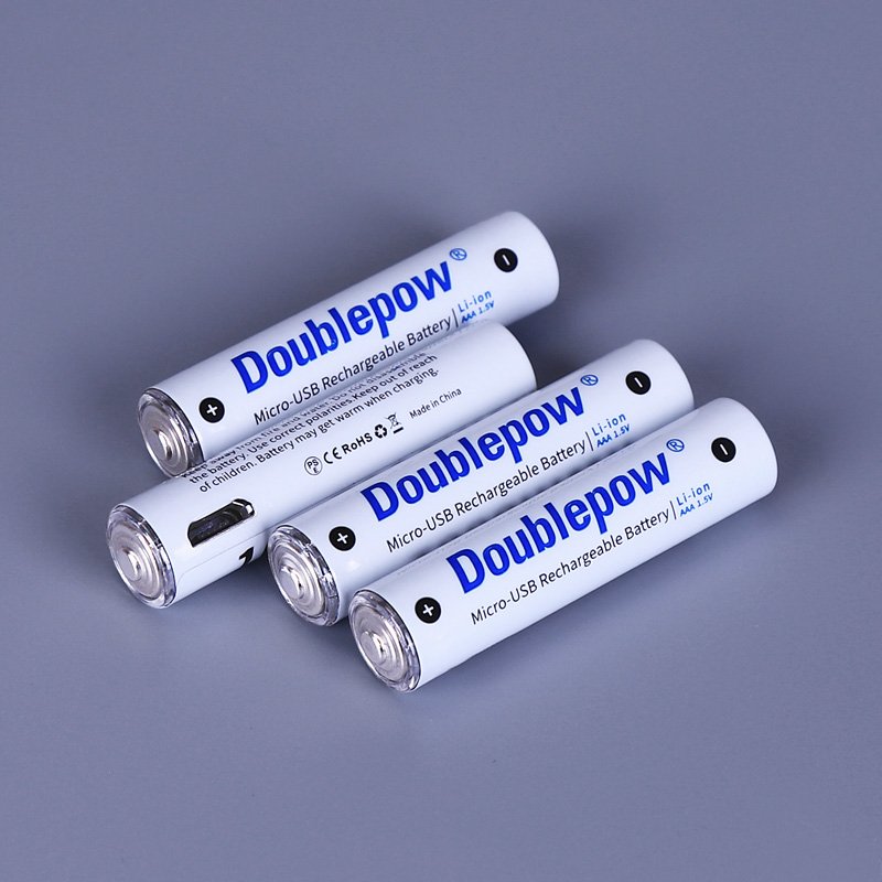 Doublepow Best Selling 1.5V AAA USB Type-C Rechargeable Lithium Ion Battery 1000mWh 600mwh 1.5V Li-ion Battery