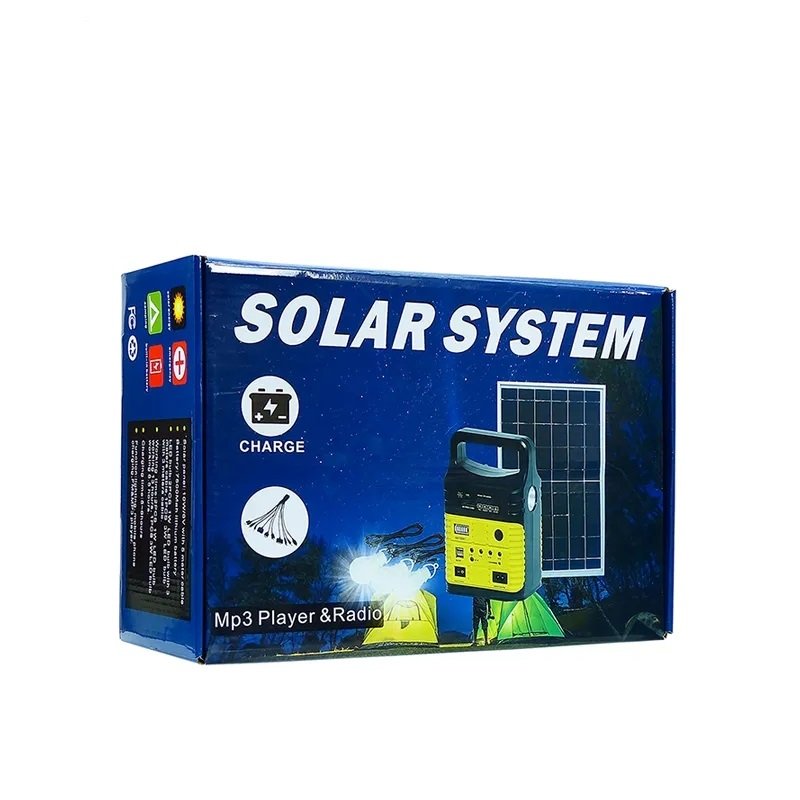 Portable Solar Power Station with 10W solar panel and 7500mAh battery Power Generator with LED bulbs, MP3&FM Radio,Bluetooth
