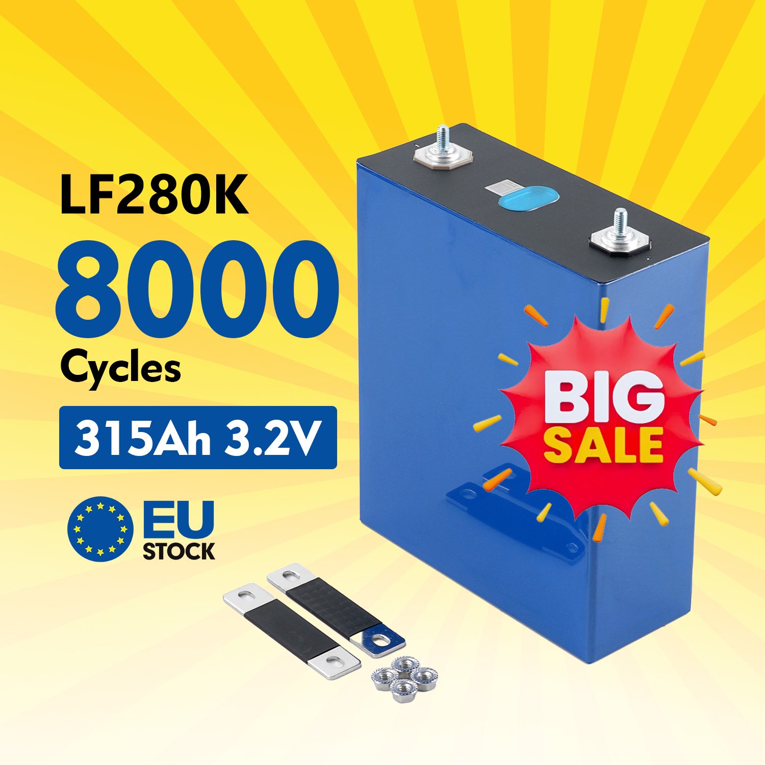 EU Stock 8000 Cycles EV MB31 330Ah 105Ah 100Ah 310Ah 280Ah 304Ah 320Ah Grade A 3.2V Prismatic Lithium Ion Batteries lifepo4 Akku