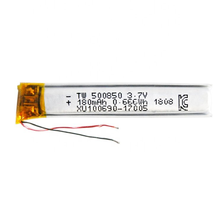 KC UL Approved 500850 li ion polymer battery 3.7V 180mAh lipo battery rechargeable lithium