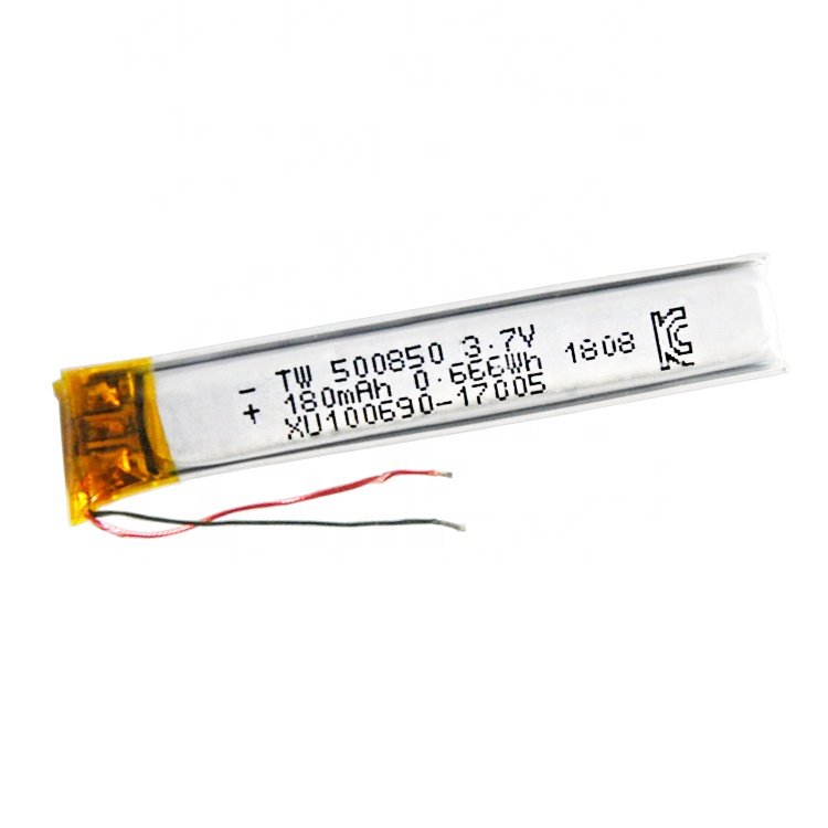 KC UL Approved 500850 li ion polymer battery 3.7V 180mAh lipo battery rechargeable lithium
