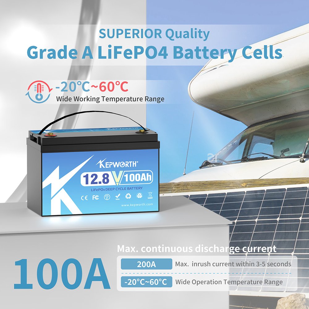 2024 Hotsell kepworth 12V 100AH LiFePO4 Battery Pack Built-in BMS Lithium Ion rechargeable deep cyclePower Home Energy Storage