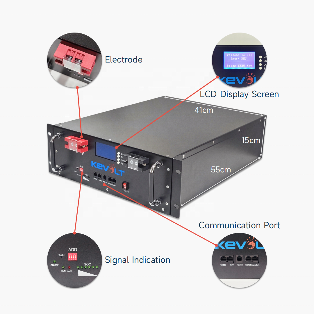 100AH 200AH 300AH Rack Lithium Solar Lifepo4 Battery Pack ESS 5KWH 10KWH 15KWH Module 48V 51.2V Home Energy Storage System