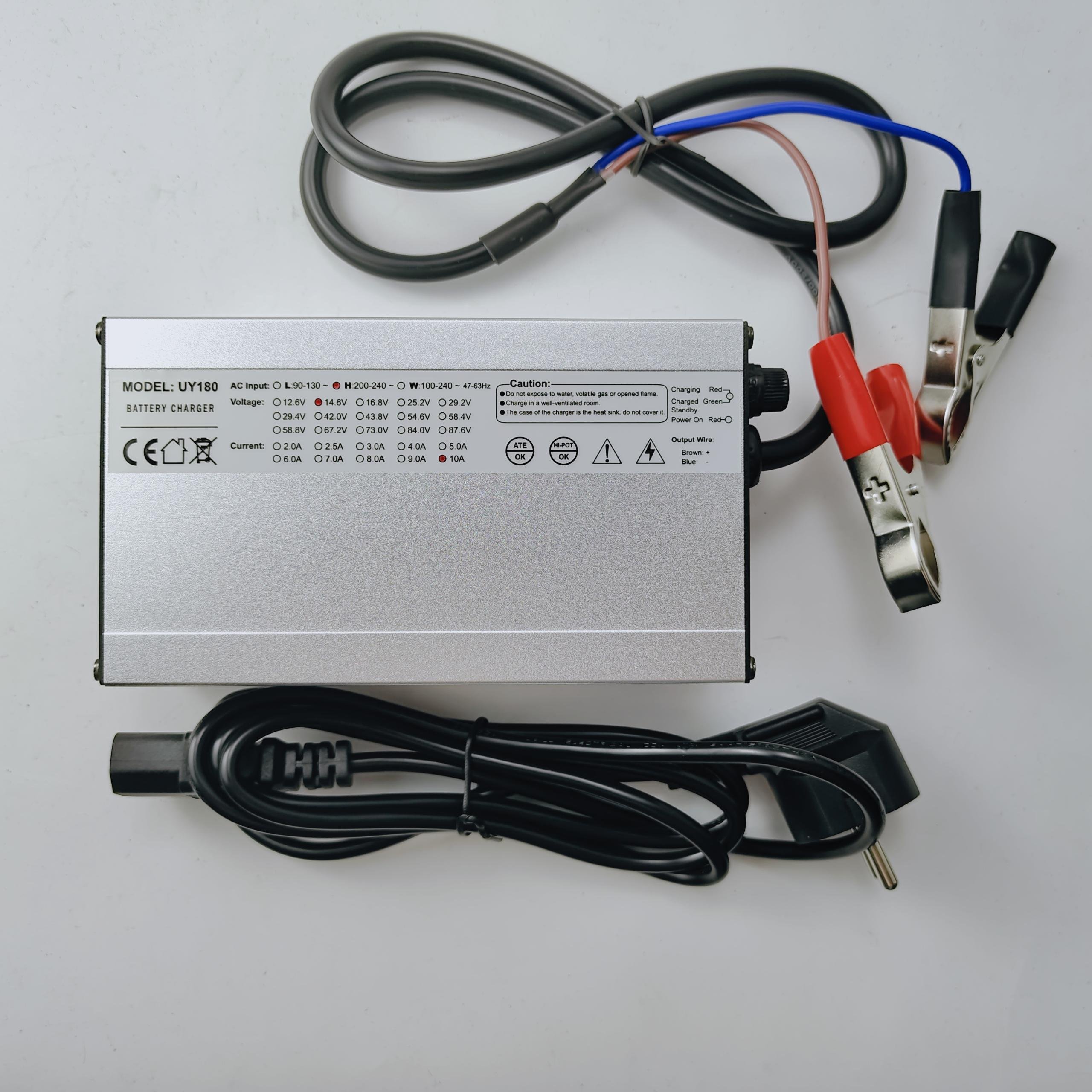 Li-ion Lifepo4 LTO 180W 2A 3A 4A 6A 10A 12V 24V 36V 48V 60V 72V Lithium Battery Pack Aluminum Case Smart Charger for E-Bike