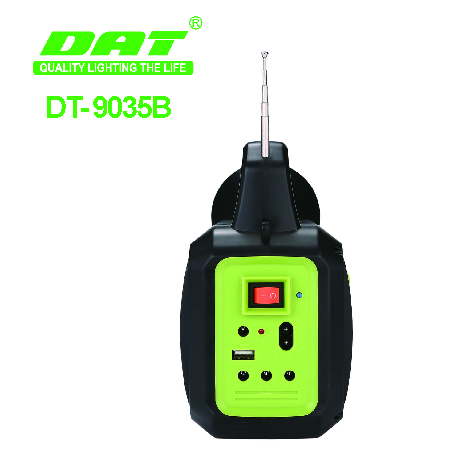 DT-9035B DAT Solar power lighting system kits with FM radio 6v3.5w power bank with USB and led light solar lighting syst