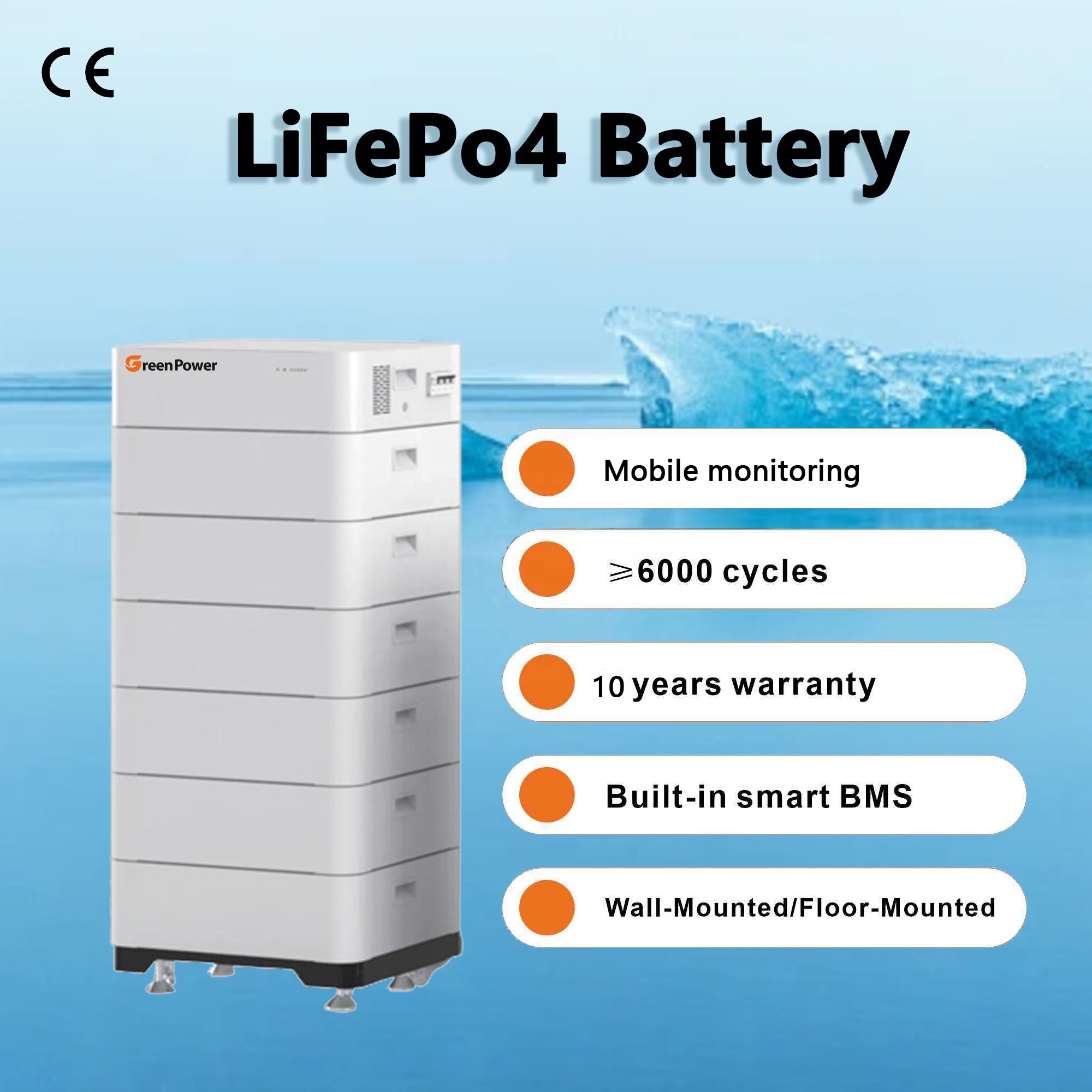 All-In-One 30kwh 51.2V Home Energy Storage System Wall-Mounted Rechargeable Battery Pack CAN Lithium Ion Lifepo4 battery