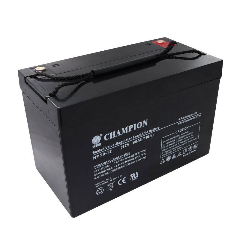 ZHICHENG CHAMPION 12V 90AH sealed lead-acid battery cells 12v agm vrla ups battery with charger for energy storage system