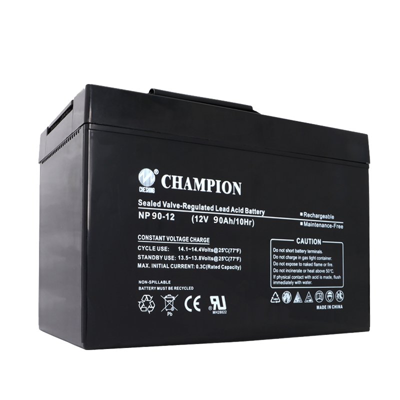 ZHICHENG CHAMPION 12V 90AH sealed lead-acid battery cells 12v agm vrla ups battery with charger for energy storage system