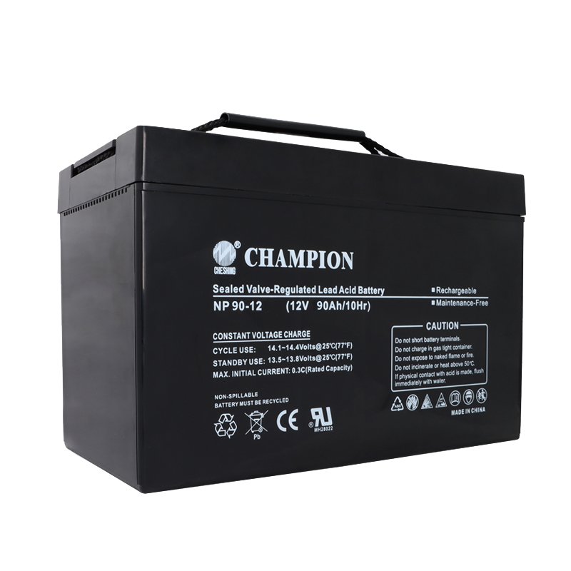 ZHICHENG CHAMPION 12V 90AH sealed lead-acid battery cells 12v agm vrla ups battery with charger for energy storage system
