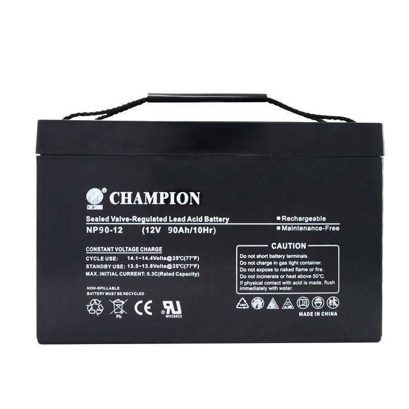 ZHICHENG CHAMPION 12V 90AH sealed lead-acid battery cells 12v agm vrla ups battery with charger for energy storage system