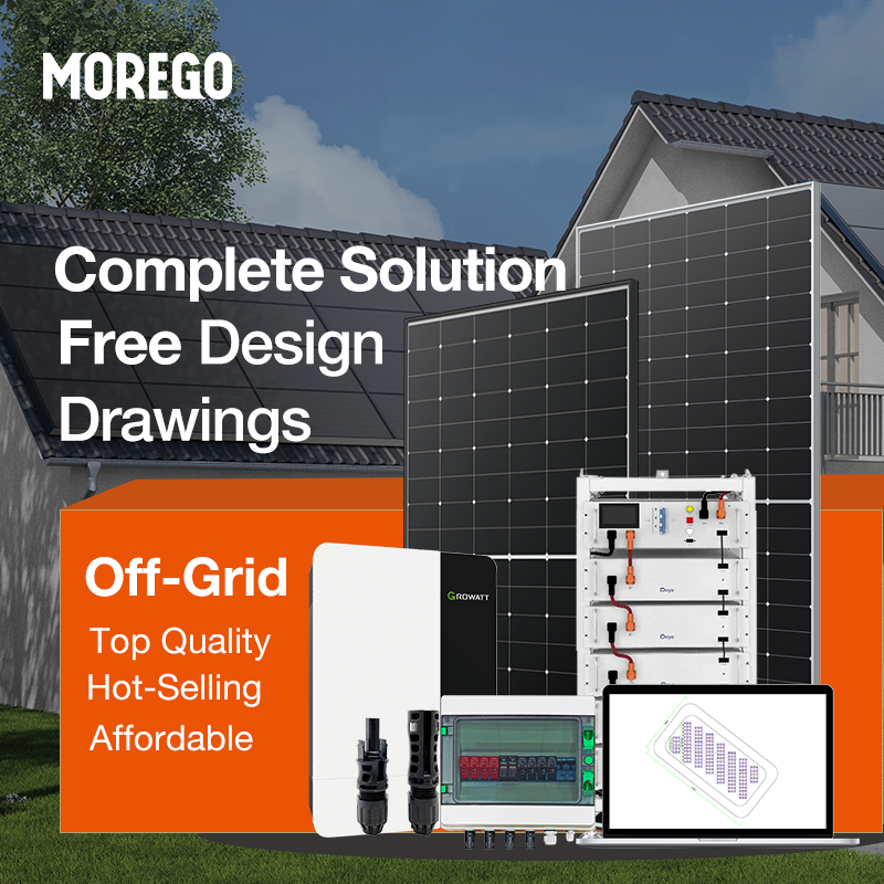 Moregosolar Complete off grid solar panel system 5KW 10KW home solar systems for sale inverter with built in battery