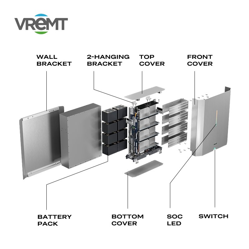 VREMT 5.3kWh 104 Ah Lithium Iron Phosphate Household Wall Mounted Battery Energy Storage System