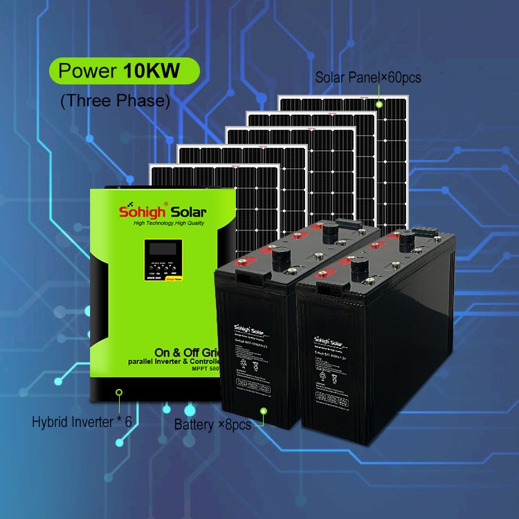 10000 w 10 kw 10kva off grid energy three phase power complete set complete solar panel and battery kit off grid for home use