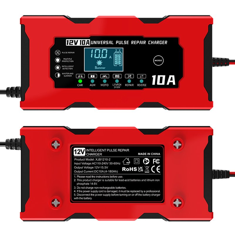 Lead Acid Battery Charger 12V10A 24V5A Rectifier Intelligent Pulse Repair Digital Display