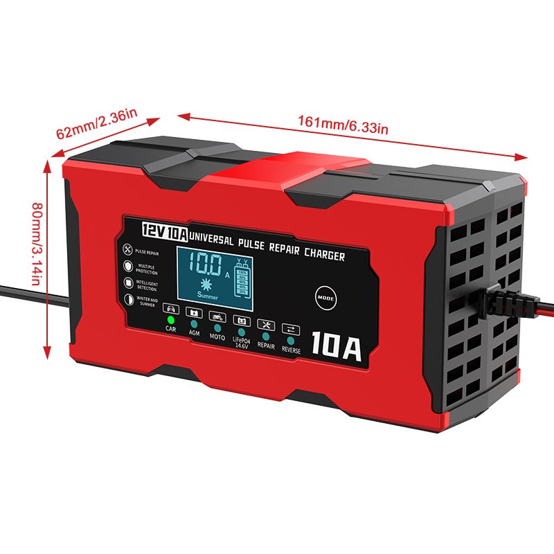 Lead Acid Battery Charger 12V10A 24V5A Rectifier Intelligent Pulse Repair Digital Display