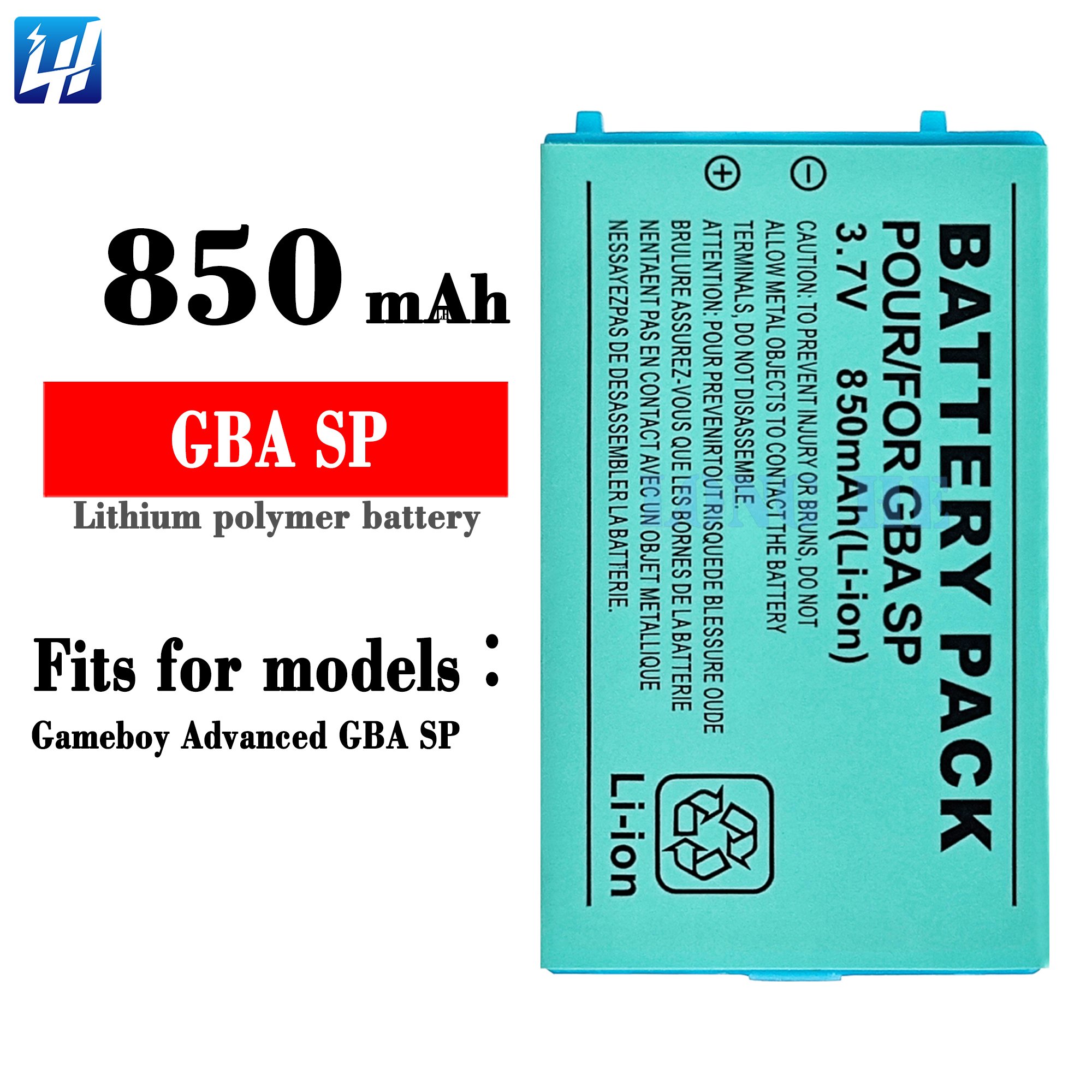 OEM GBA SP Battery Replacement For Gameboy Advanced GBA SP 3.7V 850mAh Li-ion Rechargeable Batteries
