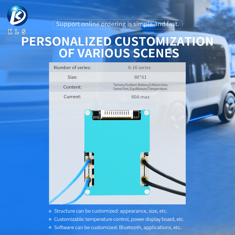 KLS BMS 1A 10A 60A with Balance Bms Lifepo4 Li-Ion Lto Battery Management System Bms for electric sweeper
