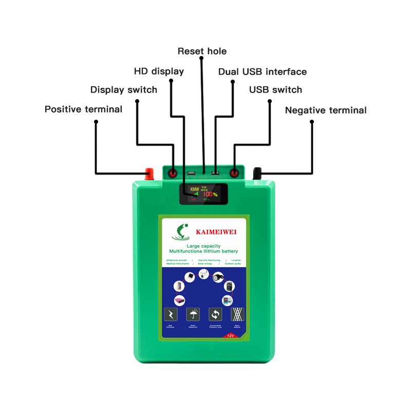 LCD display waterproof marine 12v lifepo4 60ah 100ah 120ah car starter portable batterie deep cycle lithium ion battery pack