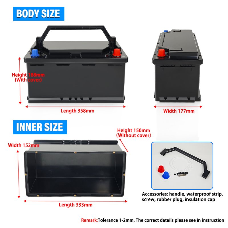 Customized XUM-J4-150A The waterproof plastic box of lithium battery is directly supplied by the manufacturer 12V Battery case