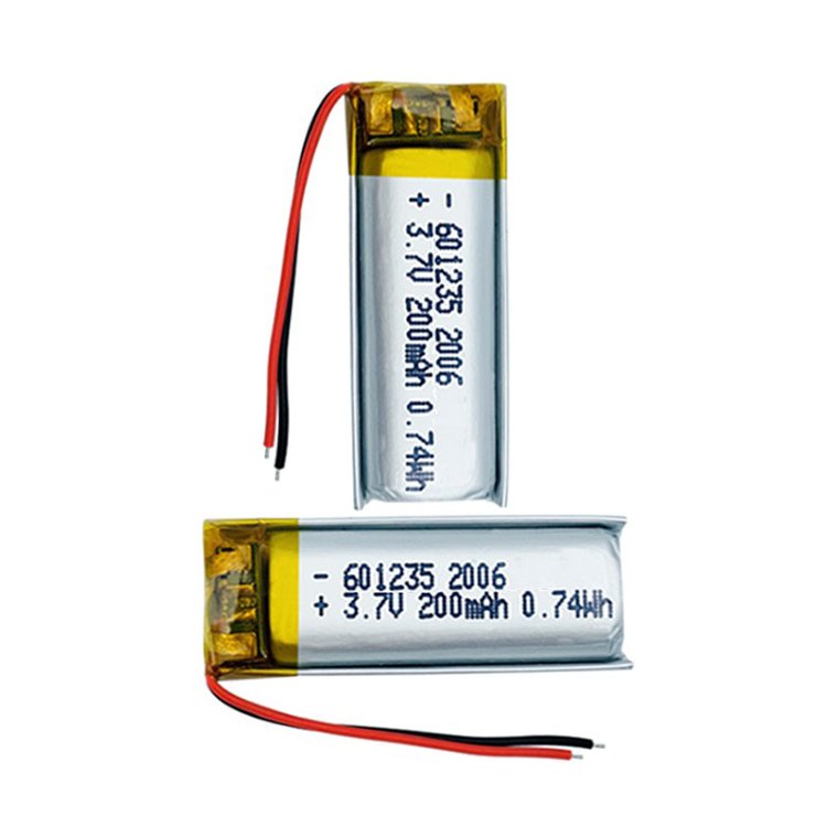 601235 lipo battery 3.7v 200mah lithium ion polymer battery