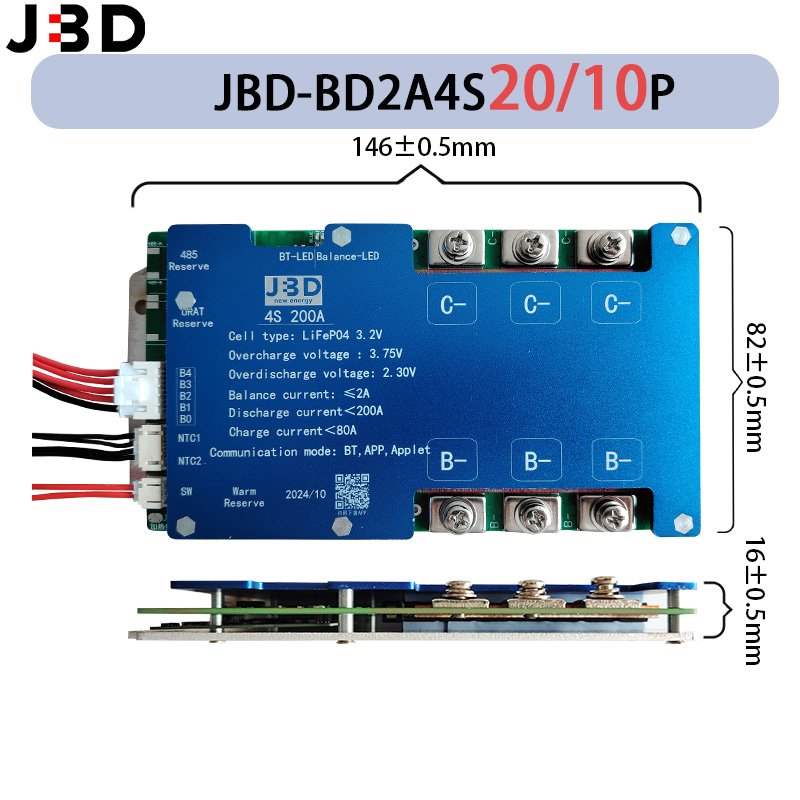 JBD 4S 8S Smart BMS with 2A active balance 50A 100A 150A 200A JK battery management system for Ebike 12V 100A 200A Lifepo4 BMS