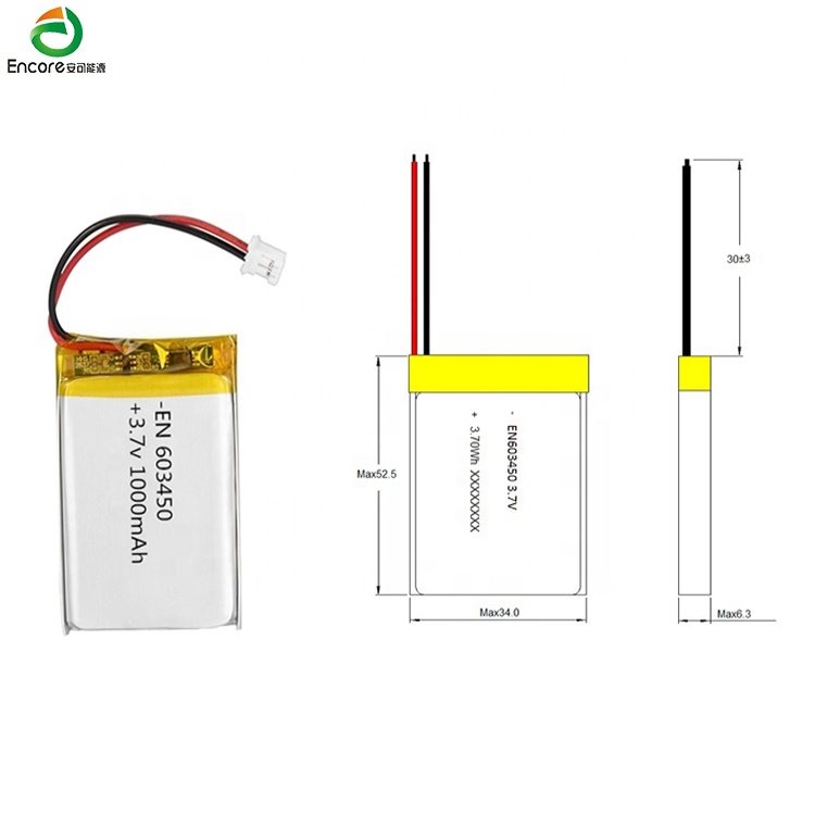 3.7v 603450 1000mah 4.2v 15c 37v ultra thin lithium ion liion rechargeable lipo battery for rc helicopter drone