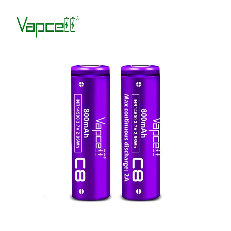 Vapcell 14500 3.6v 3.7v 800mah 2A C8 Lithium Li Ion Rechargeable Battery Aa