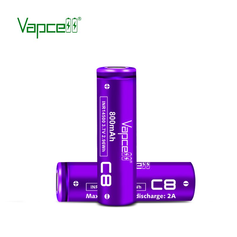 Vapcell 14500 3.6v 3.7v 800mah 2A C8 Lithium Li Ion Rechargeable Battery Aa
