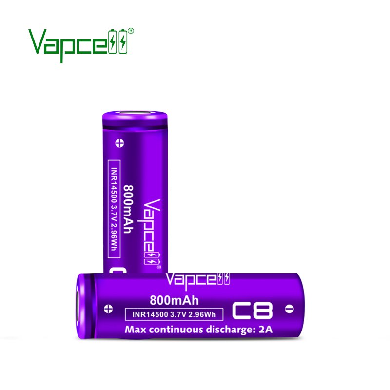 Vapcell 14500 3.6v 3.7v 800mah 2A C8 Lithium Li Ion Rechargeable Battery Aa