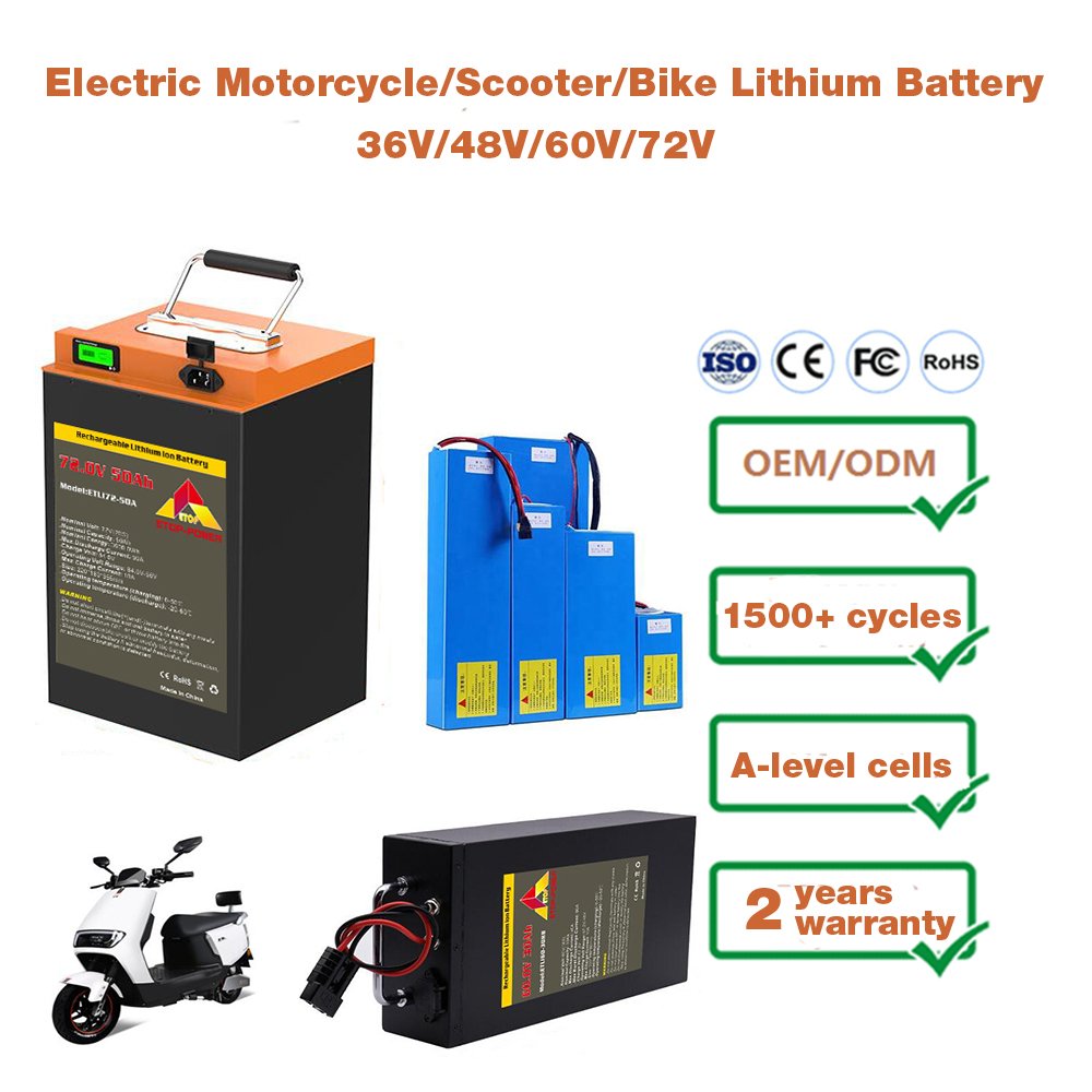 Electric Motorcycle Lithium Ion Battery pack 60V 75Ah 48V 20Ah 30Ah 72V 40Ah 50Ah 60Ah Golf cart