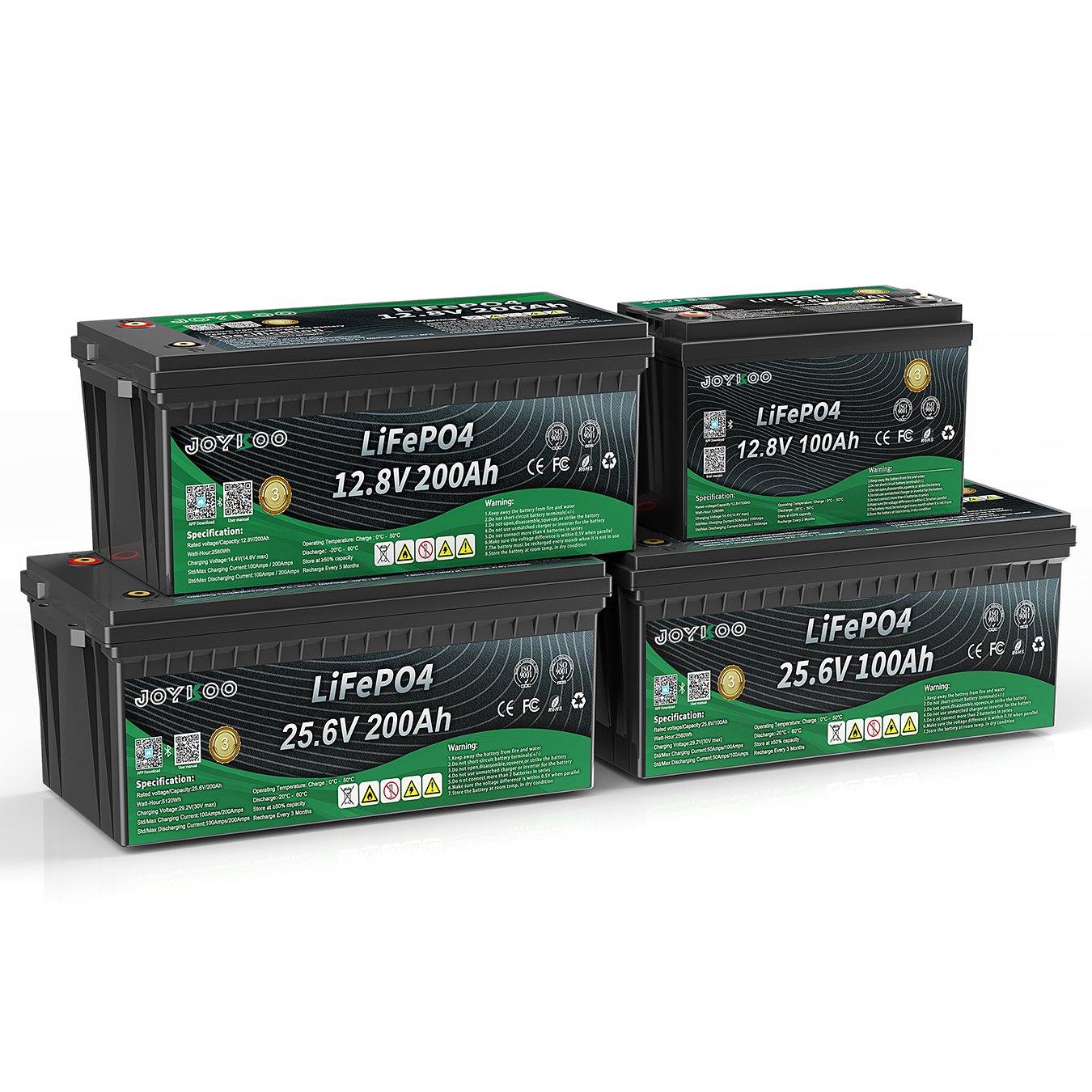 24V 12V 100Ah 200Ah 300Ah LiFePO4 Lithium Pack 12.8V 25.6V 50Ah 100Ah 200Ah 300Ah Bluetooth Lead-Acid Replacement Battery