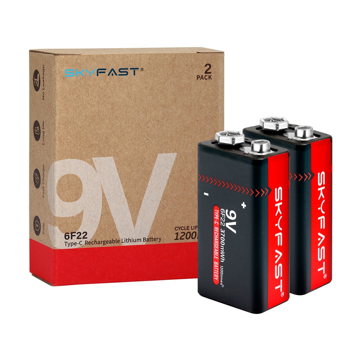 Wide Utility OEM li-ion 9 volt 650mAh USB 9v Rechargeable Lithium Battery for Multimeter Smoke detectors