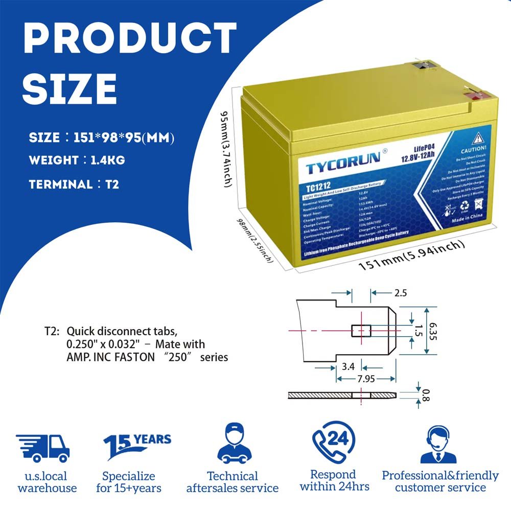 Tycorun 12v 12ah lithium Ion battery Easy to use new energy electric scooter batterie pack